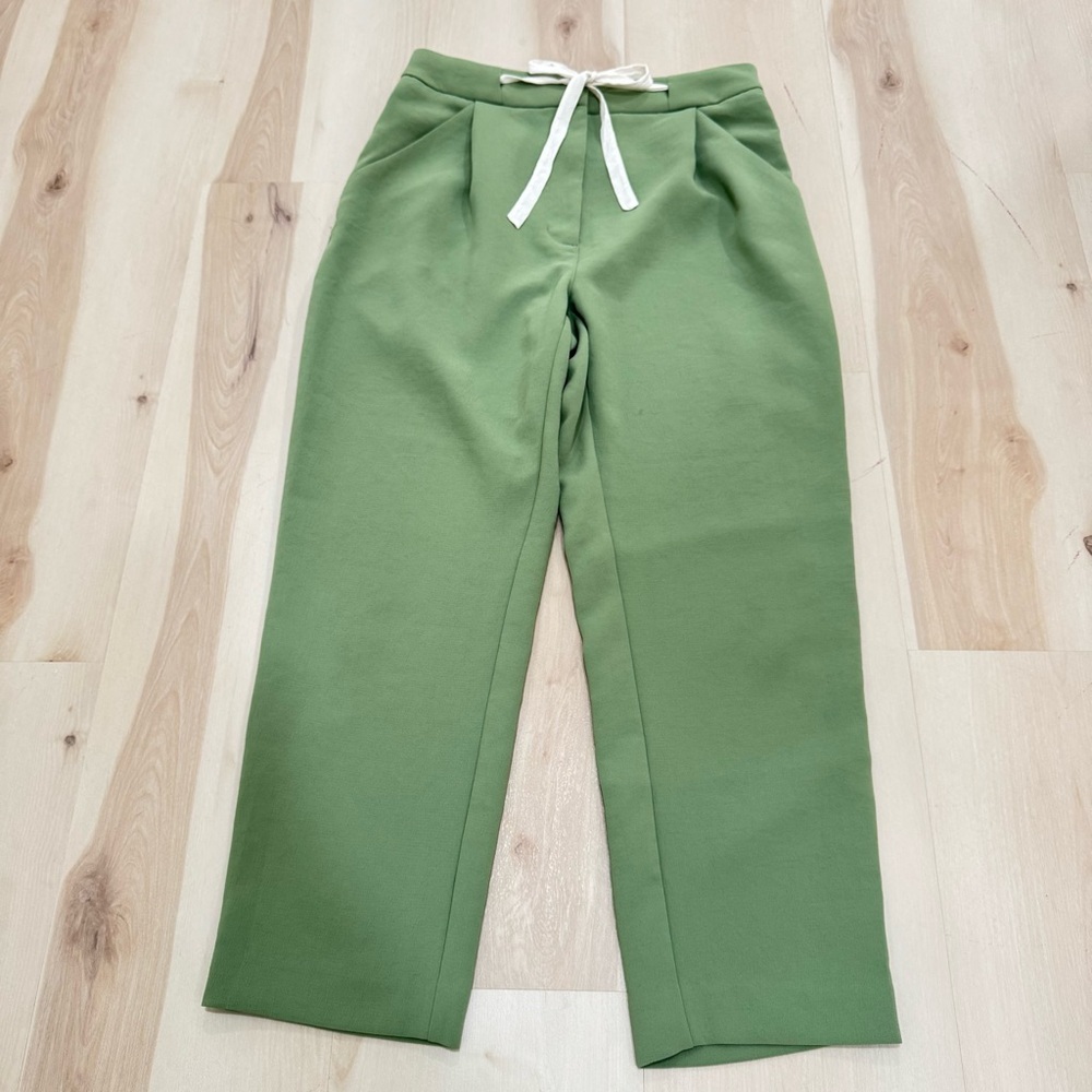 Aritzia Wilfred Allant Cropped Pants Trouser Green Women's Small Crepe Polyester - Picture 3 of 10